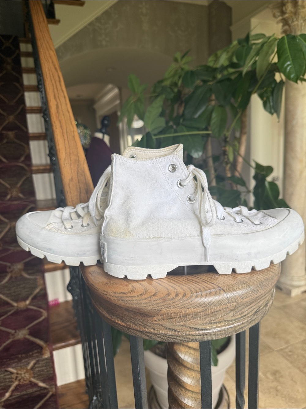 CONVERSE Chuck Taylor ALL STAR platform sneakers, white size 7 preowned - Picture 3 of 10